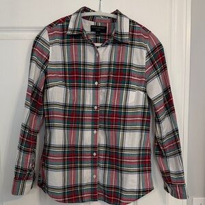 Banana Republic Women's Plaid Shirt - Red, Green, White